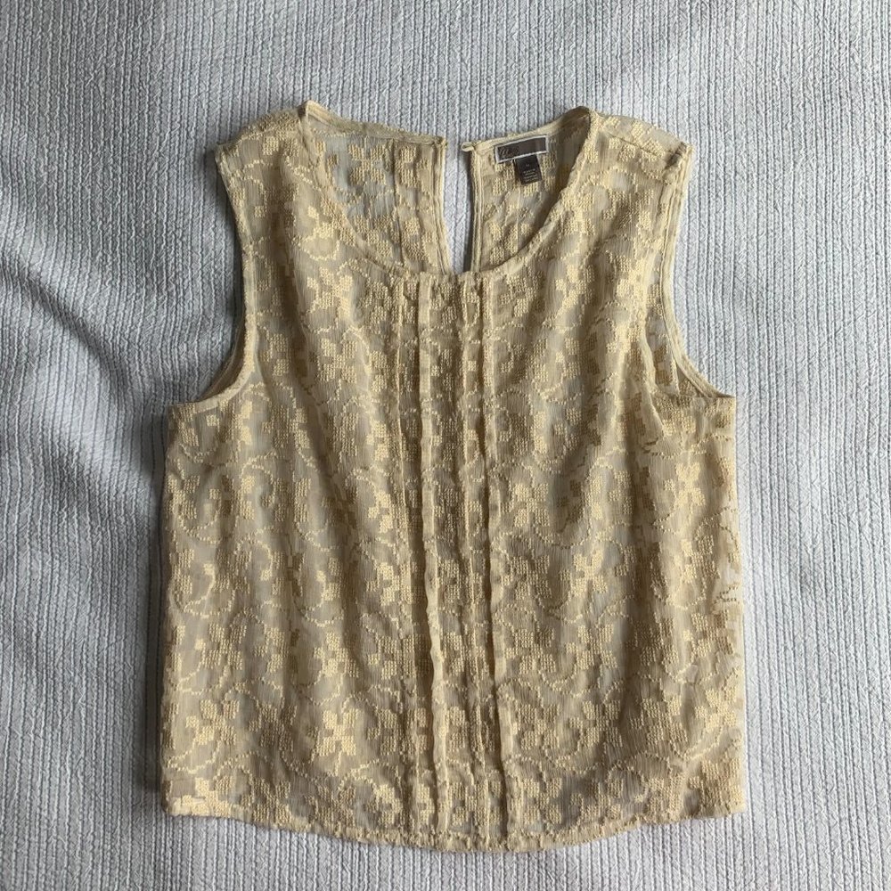 Chelsea 28 Embroidered Tank Top Cream Sheer Lace Sleeveless